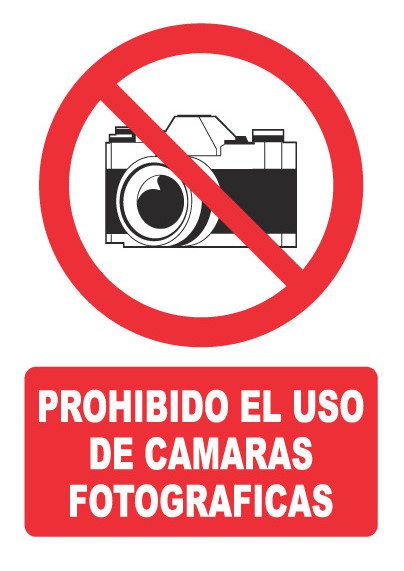 Señal de señales de prohibición PH058: PROHIBIDO EL USO DE CÁMARAS FOTOGRÁFICAS