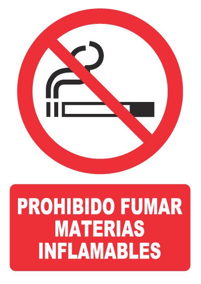 Señal de señales de prohibición PH063: PROHIBIDO FUMAR MATERIAS INFLAMABLES