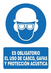 [OB016] ES OBLIGATORIO CASCO GAFAS Y PROT ACÚSTICA OB016